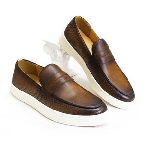 Mocassins en cuir de vache bruni pour hommes, <span class=keywords><strong>chaussures</strong></span> décontractées à semelle blanche, <span class=keywords><strong>chaussures</strong></span> de marche confortables, mocassins faits à la main - Product Image 2