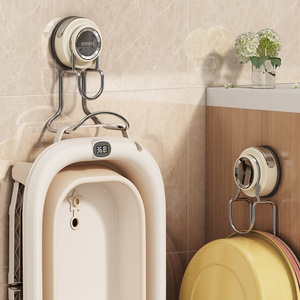 Suction Cup Bathroom Storage Rack Wall Mounted Shelf Basin Hook Corner Mount Durable No Drill Basin Stand - Product Image 1