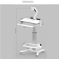 Chariot de travail médical mobile télescopique à trois niveaux en alliage d'aluminium
