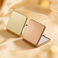 Espejo de Bolsillo Plegable de Acero Inoxidable Personalizado, Espejo de Maquillaje Compacto con Logotipo Personalizado, Regalo Promocional para Mujeres, Cosméticos, Viajes