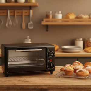Four électrique encastrable 8L pour usage domestique avec contrôle mécanique du minuterie, construction en aluminium, éléments chauffants supérieur et inférieur pour pizzas - Product Image 4