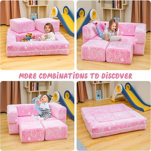 Canapé de jeu pour enfants, blocs de construction, tapis en mousse souple, jouet éducatif pour 2 à 4 ans, utilisation domestique, options de couleur rose - Product Image 4