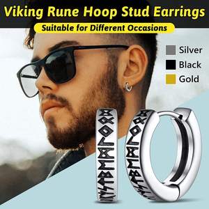 1 paire de boucles <span class=keywords><strong>d</strong></span>'oreilles pour hommes en acier inoxydable 316L Huggie Hoop Religious Ear Piercing Jewelry (KSS525) - Product Image 2