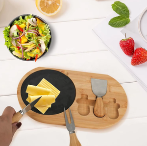 Tabla de Quesos de Pizarra Negra en Oferta con Juego de Cubiertos de Acero Inoxidable, Tabla de Charcutería para Regalo - Product Image 4