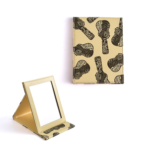 Pu Leather Yellow Rectangle Folding Table <b>Standing</b> Single Side Makeup Cosmetic Mirror - Product Image 2