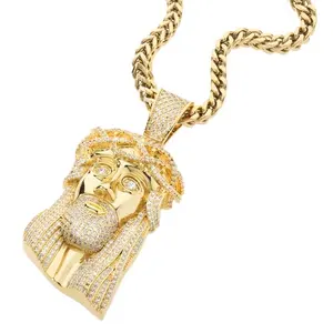 New hip hop jewelry fashion CZ stone custom iced out jesus pendants