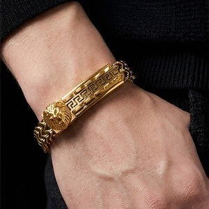 Men's Gold Plated Lion Head <b>Chain</b> Bracelet Classic Animal Pattern Stainless Steel Bracelet Magnetic Retro Fashion Jewelry Gift - Product Image 3