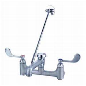 <span class=keywords><strong>Rubinetto</strong></span> per lavabo da parete per impieghi gravosi da 8 pollici, con maniglia <span class=keywords><strong>a</strong></span> polso e interruttore <span class=keywords><strong>a</strong></span> depressione, filettatura per tubo da 3/4 - Product Image 1