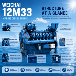 <span class=keywords><strong>Moteur</strong></span> diesel marin refroidi par eau Weichai série 12M33, 12 cylindres en V, pour navires d'ingénierie et groupes électrogènes marins - Product Image 4