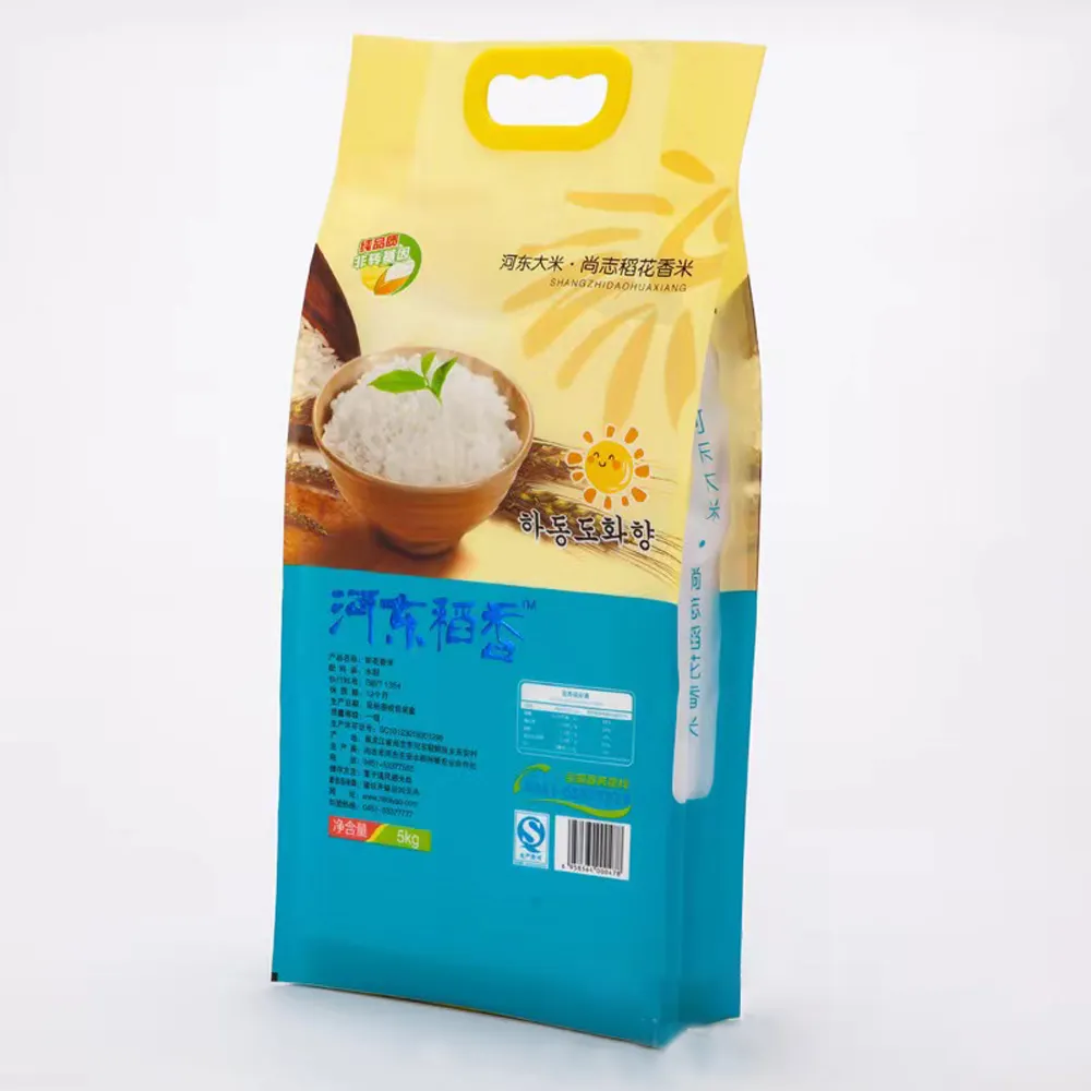 Lebensmittel qualität 10kg Reis beutel Tiefdruck 5kg Kraft Reis Papiertüte Verpackung Stand Up Pouch