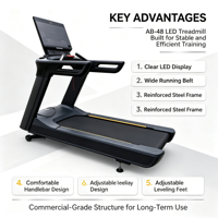 Tapis roulant électrique commercial avec écran LED, machine de course robuste pour centre de fitness, entraînement cardio