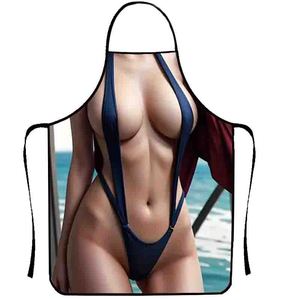 Divertido delantal con estampado digital de hombre musculoso, sexy, para mujer, para limpieza del hogar, fiestas, con patrón creativo y personalizado, antiincrustante, para cocinar. - Product Image 3