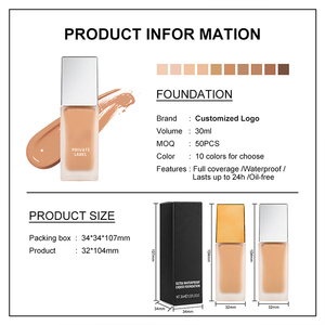 Fonds <span class=keywords><strong>de</strong></span> <span class=keywords><strong>Teint</strong></span> Liquide Maquillage Couvrance Totale Végétalien Résistant à l'Eau Longue Tenue Fini Mat, Logo OEM Marque Blanche - Product Image 3