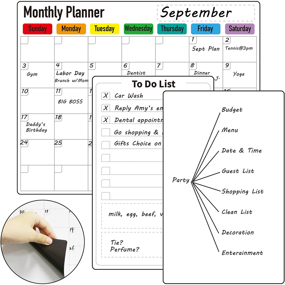 Customize Weekly Monthly Fridge Magnetic Whiteboard in Inch Sizes Dry Erase Board for Indoor Use With Magnet
