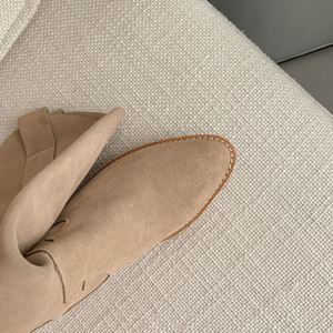 Bottes mi-hautes en <span class=keywords><strong>daim</strong></span> <span class=keywords><strong>beige</strong></span> décontractées Cialisa, en cuir véritable, pour l'automne et l'hiver, talons blocs, bottes longues noires de style western - Product Image 6