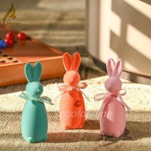 Adornos de conejo de colores brillantes hechos a mano, simulación de <span class=keywords><strong>Pascua</strong></span> personalizada, artesanías flocadas <span class=keywords><strong>para</strong></span> graduación, Ramadán, Diwali de pie - Product Image 6