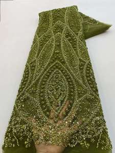 <span class=keywords><strong>Vente</strong></span> directe de tissu en dentelle française blanche à perles - Product Image 4