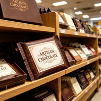 Sachet d'emballage alimentaire personnalisé écologique thermoscellable marron mat avec feuille d'or pour chocolat