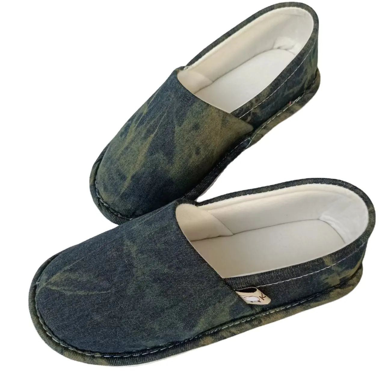 Denim Canvas Schoenen Spring Slip On Loafers Ademende Lichtgewicht Platte Hak Schoenen Voor Oude Man Zwangere Vrouw En Chauffeurs