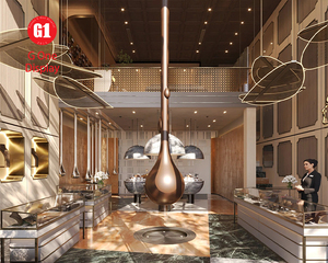 Comptoir d'exposition de bijoux en marbre moderne personnalisé avec éclairage LED, vitrine de luxe personnalisée pour la décoration de magasin - Product Image 4