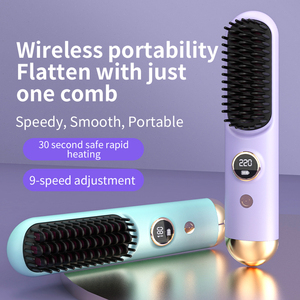 <span class=keywords><strong>Brosse</strong></span> <span class=keywords><strong>Lissante</strong></span> <span class=keywords><strong>Chauffante</strong></span> Sans Fil Mini Efficace à LED Ionique USB, Chauffage Rapide, Peigne Chauffant Lissant, Logo Personnalisé Français Espagnol - Product Image 2