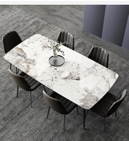 Meuble de maison moderne extensible, en céramique et marbre, style européen, avec haut en bois, Table à manger, couleur