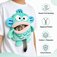 T-shirt personnalisé en peluche de dessin animé pour animal de compagnie, pour petaugeur volant, avec poche zippée 100 % coton, design OEM
