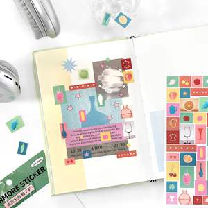 1 pieza/paquete de Pegatinas de Papel Color Paradise Estilo Coreano INS para Manualidades, Fundas de Teléfono, Álbumes, Decoración de Tarjetas DIY Pequeñas, Material PET - Product Image 3