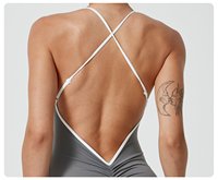 Combinaison de yoga fitness pour femme, une pièce, extensible dans quatre directions, respirante, écologique, col en V, longueur intégrale, pour la salle de sport