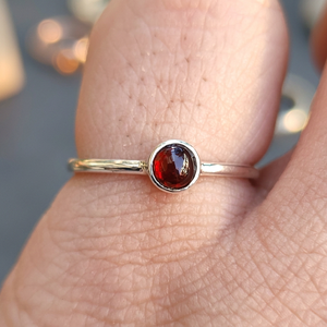 Dainty <b>Garnet</b> 925 Sterling <b>Silver</b> <b>Ring</b> Handmade Boho Natural Gemstone Jewelry Bezel Setting Birthday Anniversary Christmas - Product Image 2