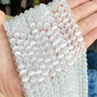Perles rondes en sélénite naturelle de qualité A, effet œil de chat, semi-finies, pour la fabrication de bijoux, vente en gros. Couleur: 25