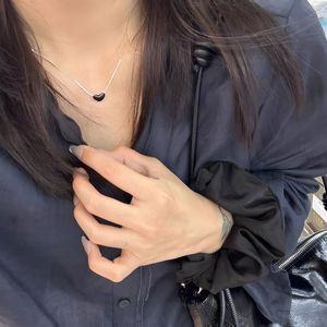 Umi Studio <b>Black</b> <b>Heart</b> Necklace S925 Sterling Silver Women's Minimalist Everyday Wear - Product Image 3