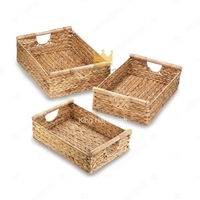 Grand panier en osier artisanal écologique portable, tissé, rectangulaire, avec poignées à fentes, disponible en plusieurs designs et tailles