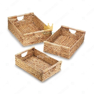 Grand panier en osier artisanal écologique portable, tissé, rectangulaire, avec poignées à fentes, disponible en plusieurs designs et tailles - Product Image 4