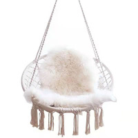 Chaise à bascule ronde en coton avec des franges, hamac Beige, suspendue, mobilier de jardin, offre spéciale