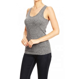 Débardeur de sport côtelé uni extensible et ajusté pour femme, personnalisable avec logo, en polyester/coton respirant et écologique - Product Image 2