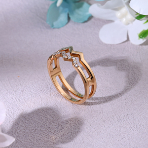 Bague de fiançailles demi-éternité en or massif 14 carats avec diamants naturels, bijoux de luxe de haute qualité pour femmes, à porter au quotidien - Product Image 4