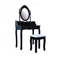 Glam – ensemble de coiffeuse de maquillage noir simple, petit bureau avec miroir pour le maquillage