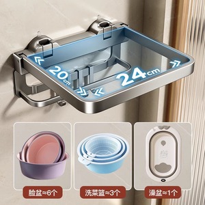 Estante de baño con ventosas y ganchos para almacenamiento en el lavabo, montaje en pared, rectangular, duradero, 4 ganchos - Product Image 3
