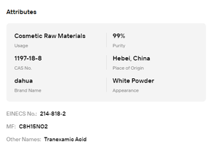 99% Tranexamic Acid TXA CAS 1197-18-8 White Powder <b>Skin</b> Brightening <b>Raw</b> for Facial Cosmetic Formulation - Product Image 6