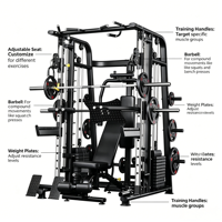 Máquina Smith con Power Rack y Cable Crossover, Equipo Multifunción para Gimnasio en Casa, Estación de Pesas para Sentadillas, Banco Ajustable