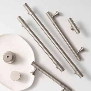 新款实心黄铜镀镍拉丝手柄柜门衣柜鞋抽屉黄铜手柄旋钮 - Product Image 3