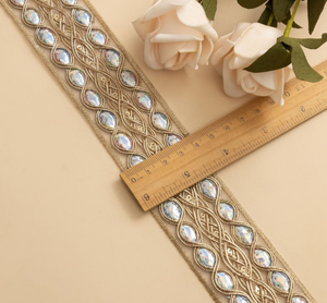 Cổ Điển Dân Tộc Thêu Ren Lưới Với <span class=keywords><strong>Sequins</strong></span> Mới Hoa Khuôn Mẫu Sợi Vàng Cho Quần Áo Sexy Giày Túi Phụ Kiện - Product Image 5