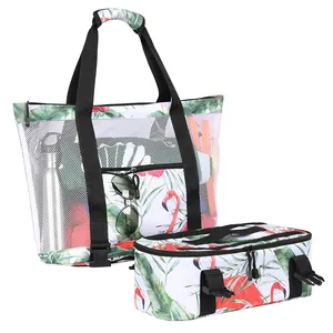 Weibci — sac en maille à 4 brins, avec compartiment isotherme pour pique-nique, sac de plage, original, usine