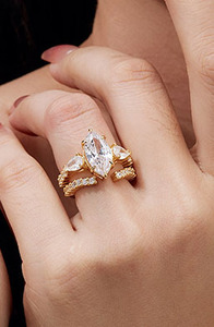 Exquisite Marquise Cut 925 <b>Sterling</b> <b>Silver</b> Moissanite <b>Ring</b> <b>Set</b> Luxury Stackable Bridal Engagement Wedding Jewelry For Ladies - Product Image 5