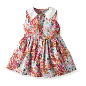 2020 летнее платье для маленьких девочек, хлопковое детское платье с цветочным принтом, детская одежда, оптовая продажа