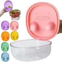 Conteneur à collation mains libres avec couvercle à doigts, bol à collation anti-déversement avec fentes en silicone pour les doigts et bol transparent pour chips, fruits et collations