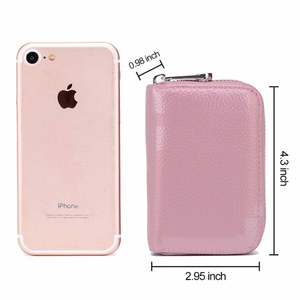 RFID Blocking Genuine Leather Card <b>Wallet</b> with 12 Card Slots 2 Bill Pockets Smooth Zipper for <b>Secure</b> Credit Card Cash Storage - Product Image 4