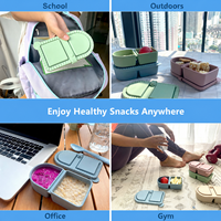 Draagbare siliconen snackbox met 2 compartimenten, magnetronbestendig, herbruikbaar, voor fruit, saus en dagelijkse maaltijdvoorbereiding