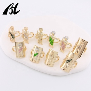 14K 금도금 CZ 파베 타원형 모양의 반지 남성 여성 약혼 및 파티를위한 종교 가톨릭 산 유다 - Product Image 4